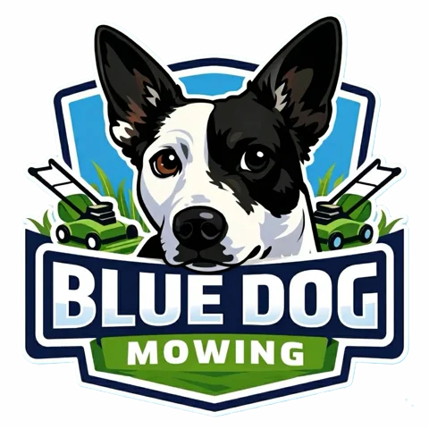 Blue Dog Mowing Logo